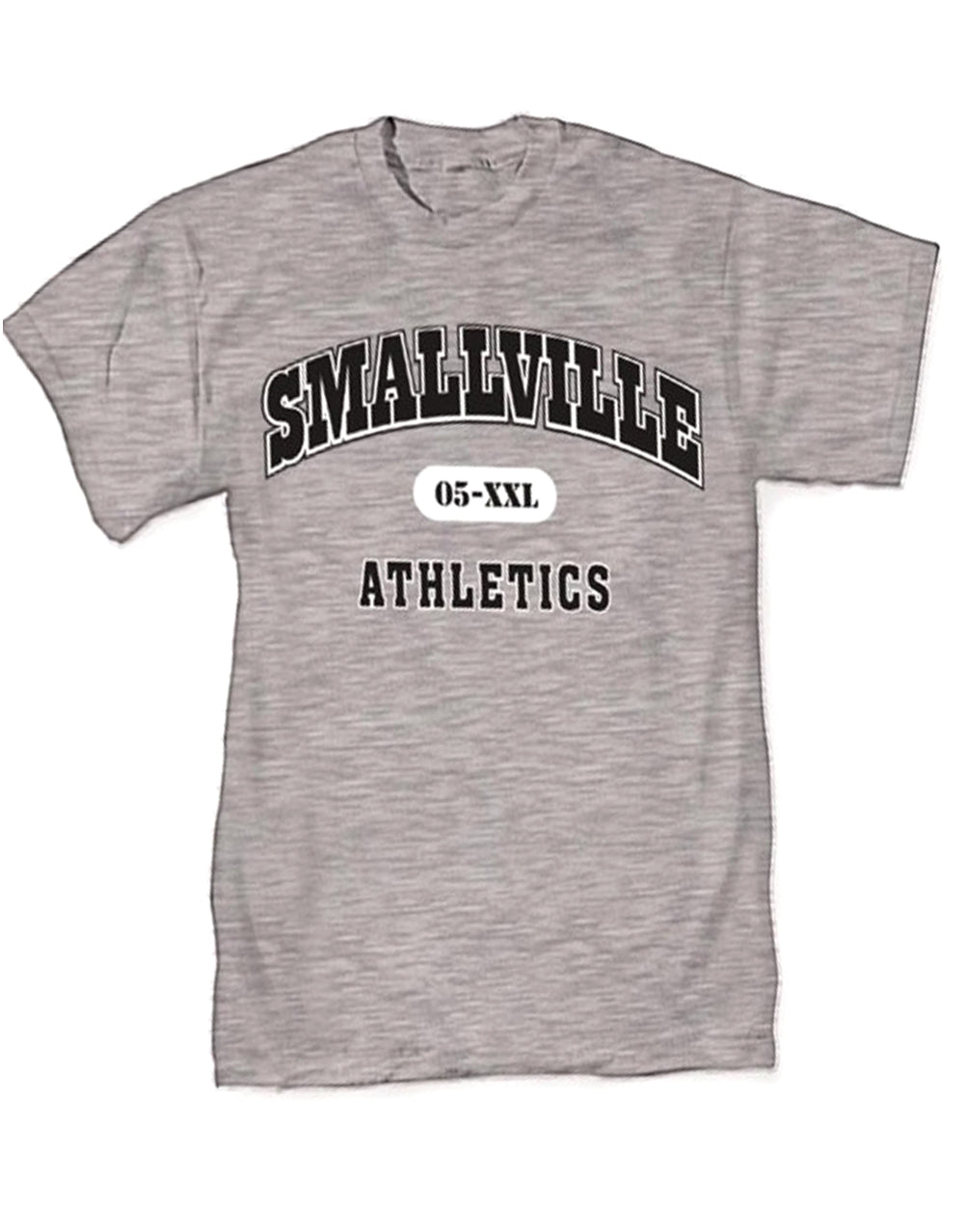 Smallville athletics graphic on a grey adult t-shirt.