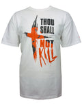 Daredevil shall not kill graphic on a white adult t-shirt.