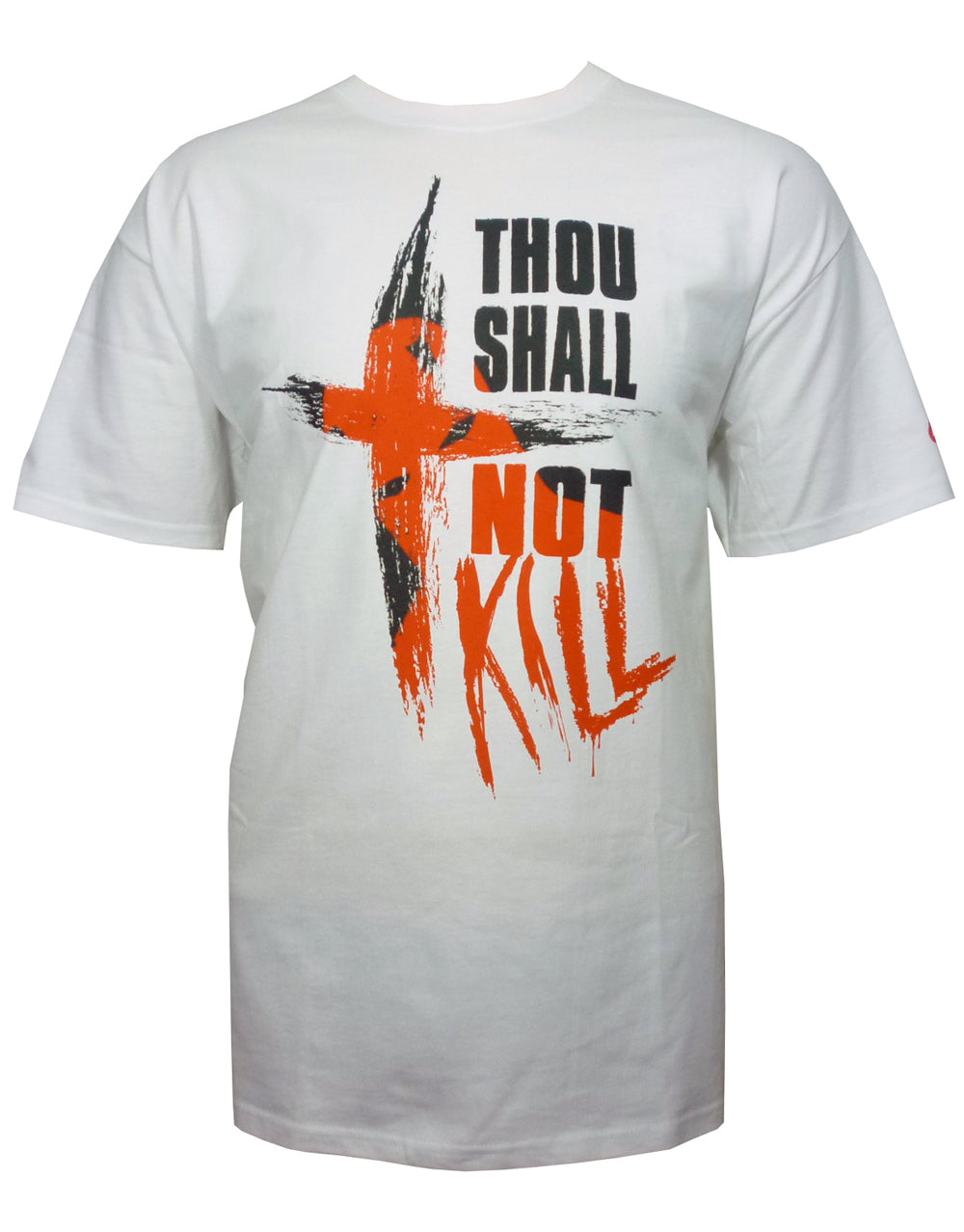 Daredevil shall not kill graphic on a white adult t-shirt.
