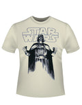 Star Wars Darth Vader stance graphic on a cream adult t-shirt.