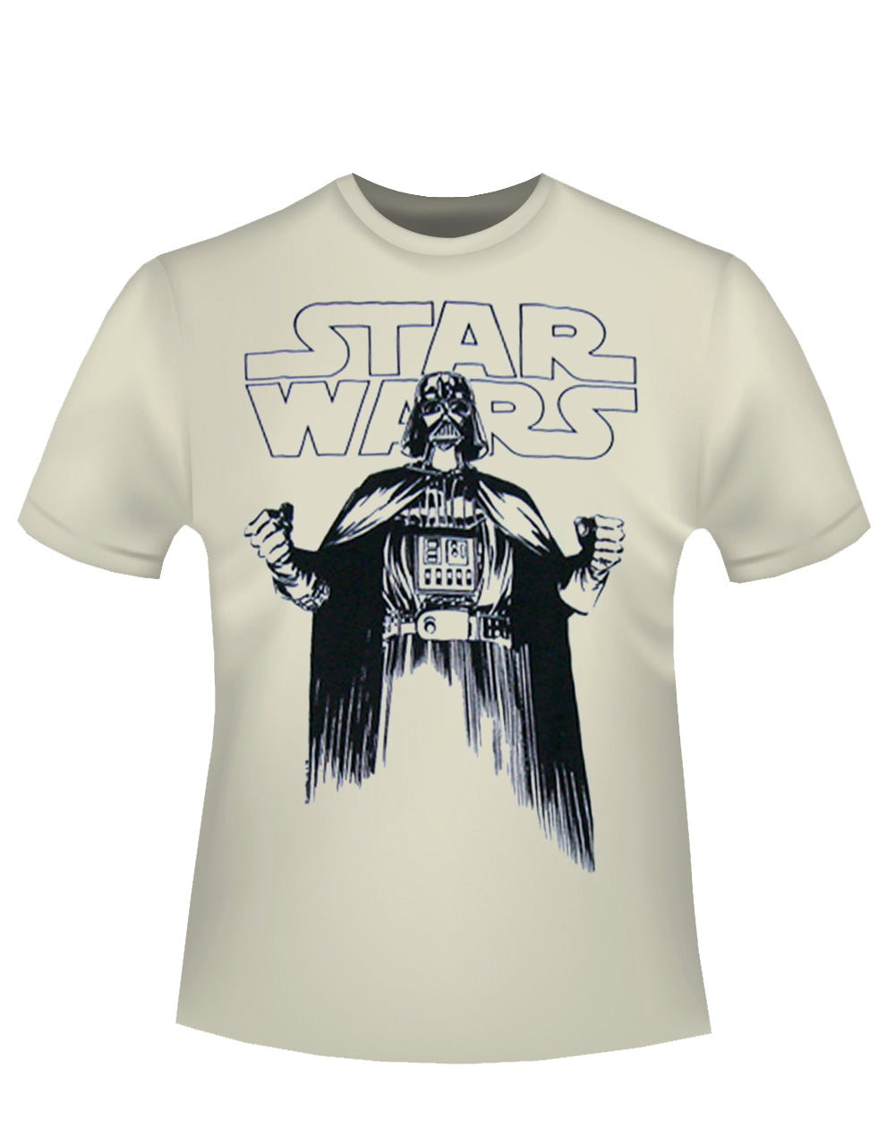 Star Wars Darth Vader stance graphic on a cream adult t-shirt.