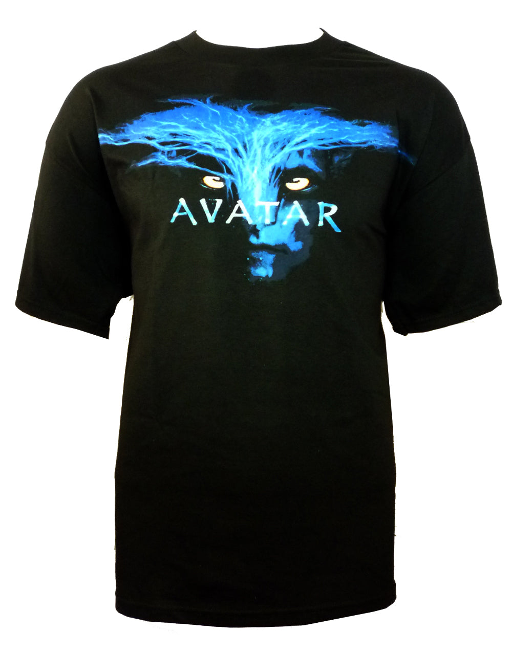 Avatar Jake tree glow graphic on a black adult t-shirt.