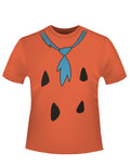 Flintstones Fred costume graphic on an orange adult t-shirt.