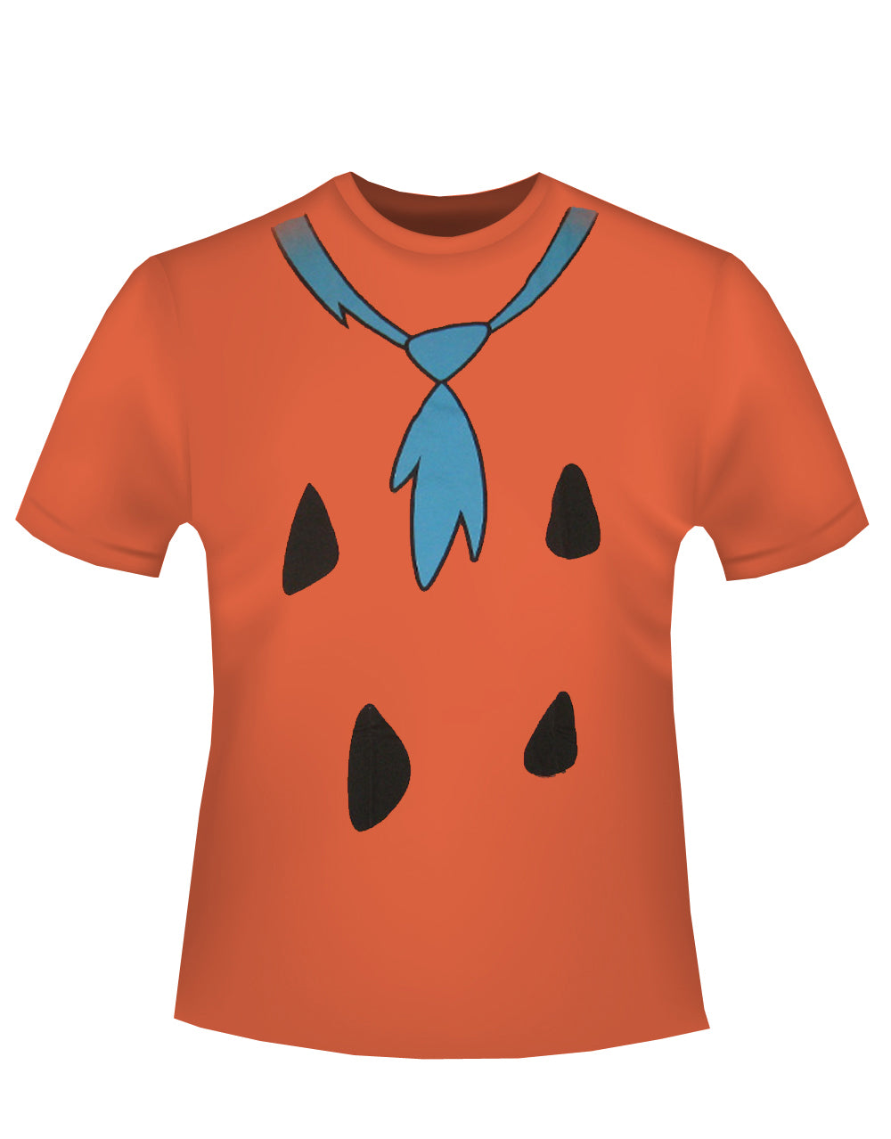 Flintstones Fred costume graphic on an orange adult t-shirt.