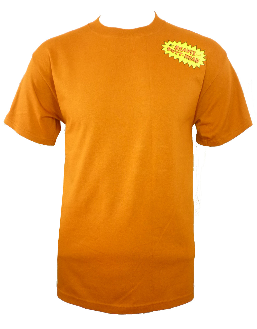 Beavis and Butthead orange graphic on an orange adult t-shirt.