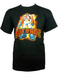 Transformers Optimus Prime fire graphic on a black adult t-shirt.