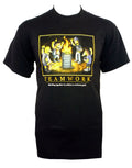 The Simpsons teamwork graphic on a black adult t-shirt.