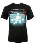 The Simpsons Homer remote control graphic on a black adult t-shirt.