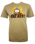 South Park fat ass graphic on a brown adult t-shirt.