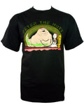 Family Guy Peter the Hutt graphic on a black adult t-shirt.