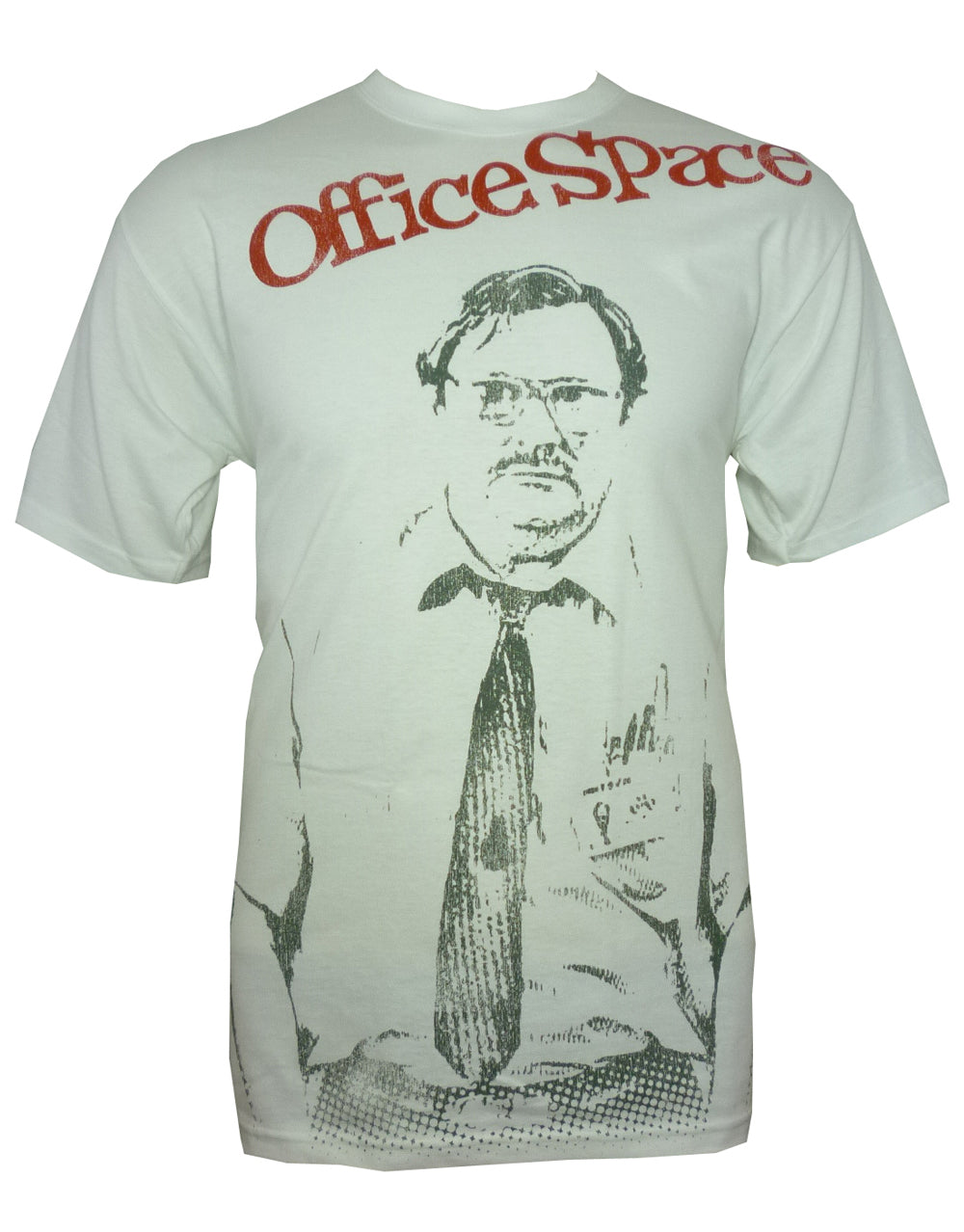 Office Space Milton graphic on a white adult t-shirt.