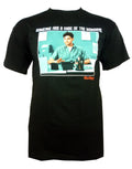 Office Space Mondays graphic on a black adult t-shirt.