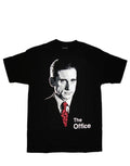 The Office Michael Scott graphic on a black adult t-shirt.