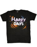 Happy Days juke box logo graphic on a black adult t-shirt.