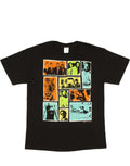 The Hangover scene graphic on a black adult t-shirt.