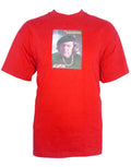 The Goonies Mama Fratelli graphic on a red adult t-shirt.
