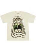 Ghostbusters Slimer scream graphic on a white adult t-shirt.