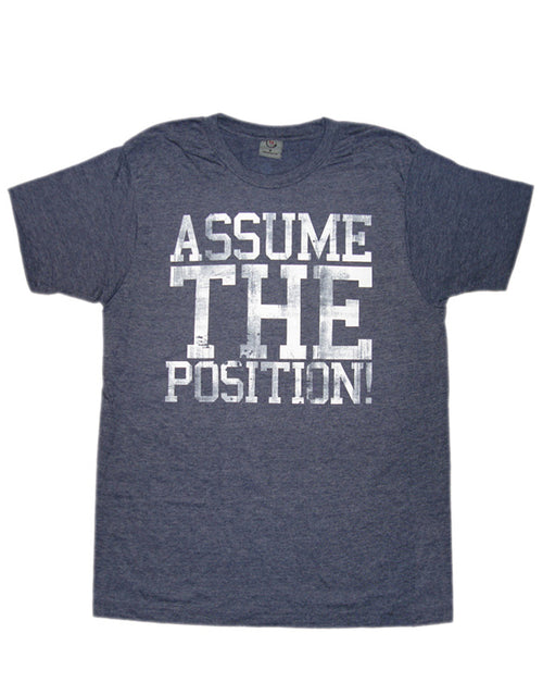 Animal House assume graphic on a blue adult t-shirt.