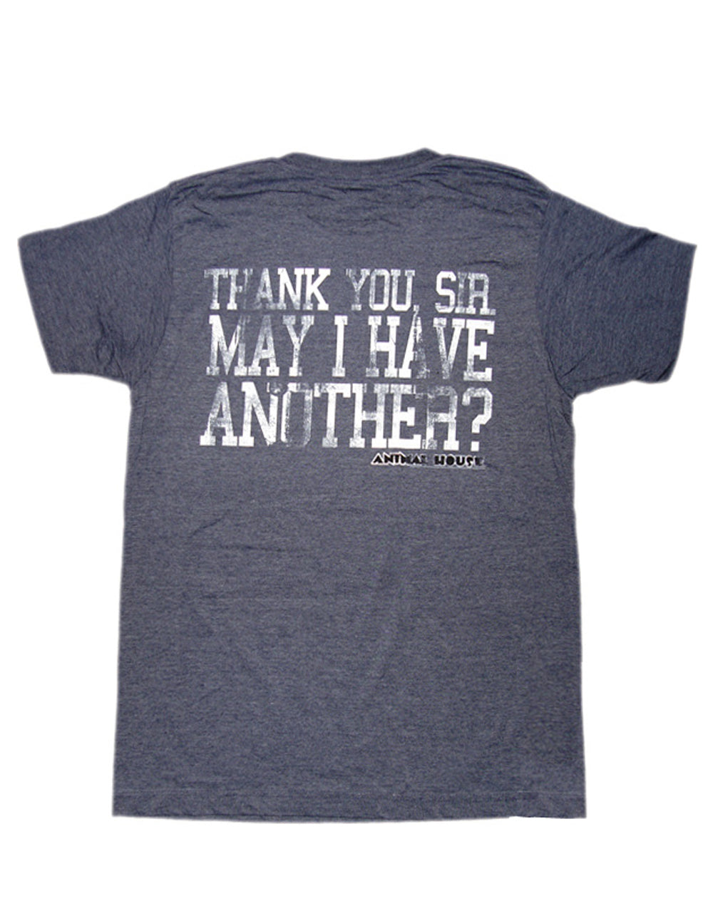 Animal House assume graphic on a blue adult t-shirt.