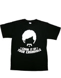 Dodgeball cramhole graphic on a black adult t-shirt.