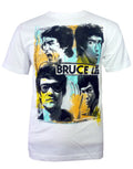 Bruce Lee faces graphic on a white adult t-shirt.