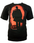 Spirit shadow graphic on a black adult t-shirt.