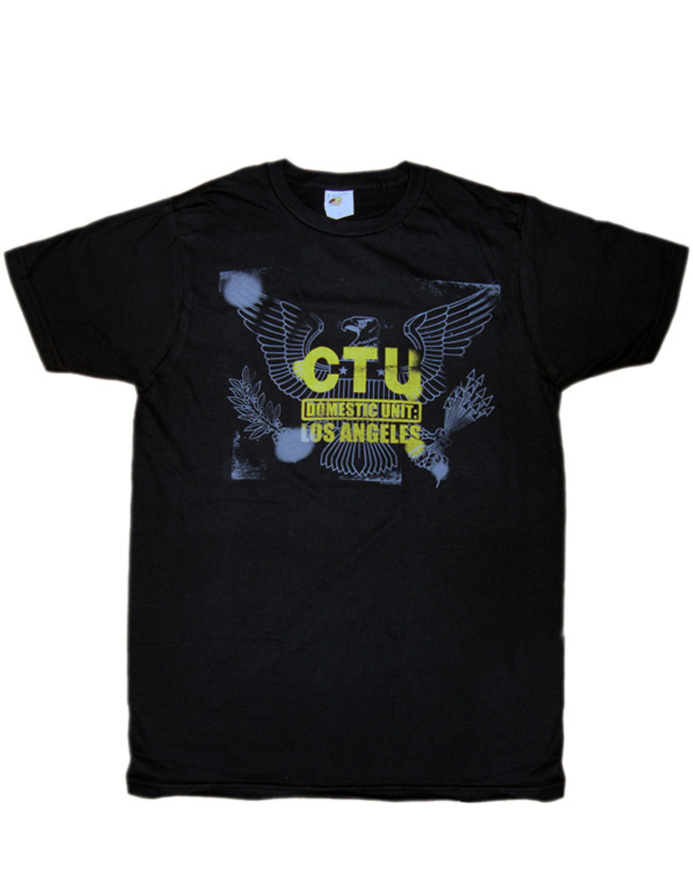 24 Jack Bauer CTU crest graphic on a black adult t-shirt.