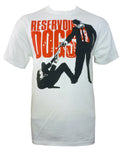 Reservoir Dogs Mr White v Mr Pink graphic on a white adult t-shirt.