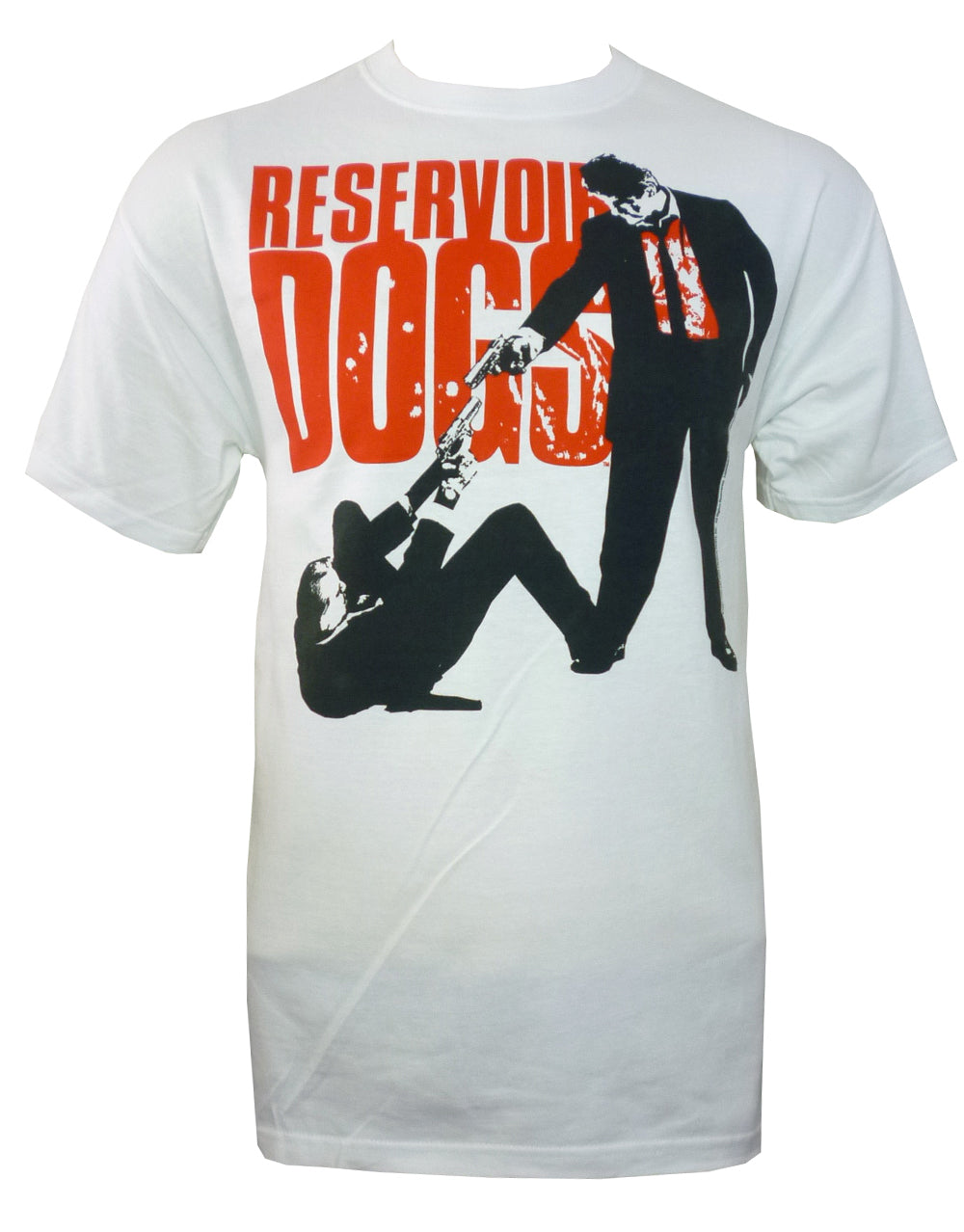 Reservoir Dogs Mr White v Mr Pink graphic on a white adult t-shirt.