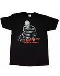 A Nightmare on Elm Street Freddy Krueger stance graphic on a black adult t-shirt.
