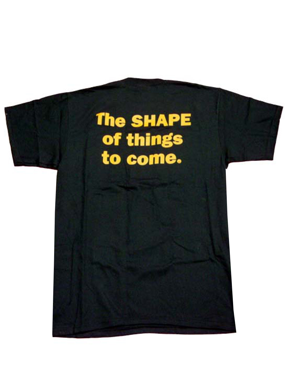 Halloween Michael Myers shape graphic on a black adult t-shirt.