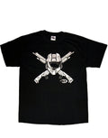 Halo cross graphic on a black adult t-shirt.