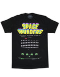 Atari Space Invaders screen graphic on a black adult t-shirt.