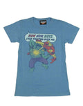 Marvel boys graphic on a light blue women's t-shirt.