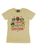Marvel make man graphic on a cream women's t-shirt.