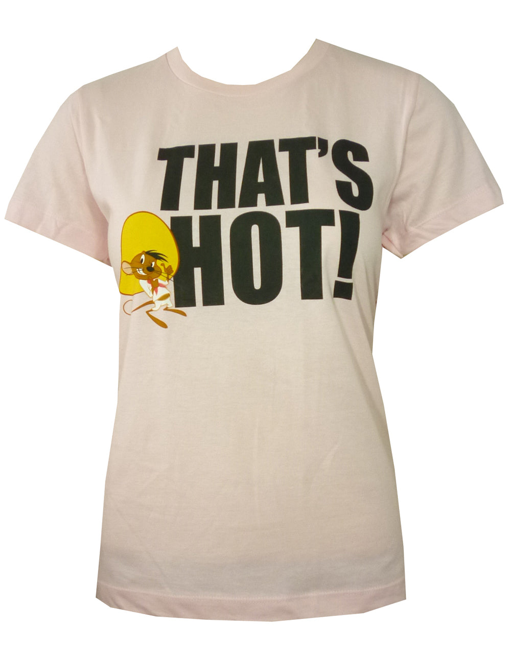Looney Tunes Speedy Gonzales that's hot graphic on a pink women's t-shirt.