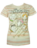 The Flintstones family striped graphic on a white women's t-shirt.