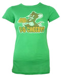 Tom and Jerry fo cheezy graphic on a green women's t-shirt.