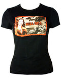 Kill Bill the Bride graphic on a black women's t-shirt.