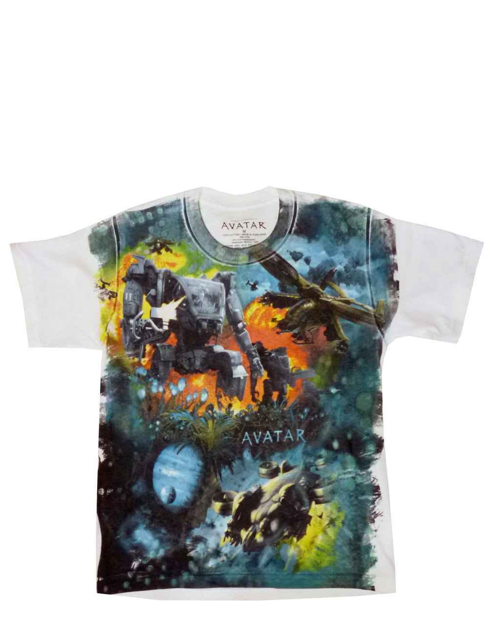 Avatar battle graphic on a white kids t-shirt.
