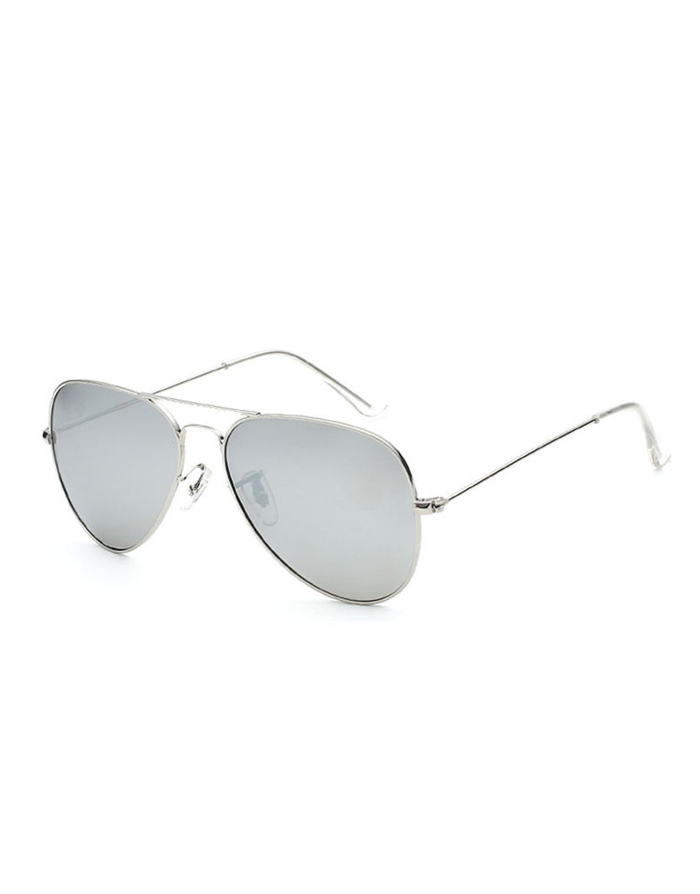 T1000 Style Aviator Cop Sunglasses, Silver Frame / Full Mirror Lens